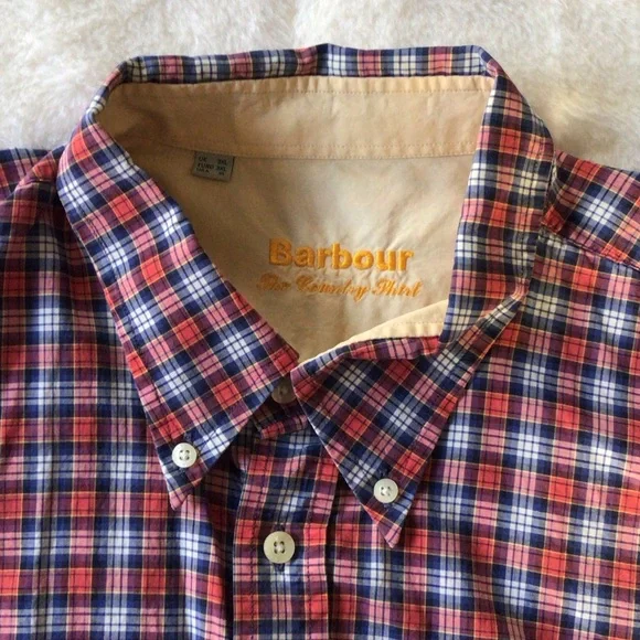 Barbour Men's Plaid Shirt in Red and Blue - Picture 11 of 14